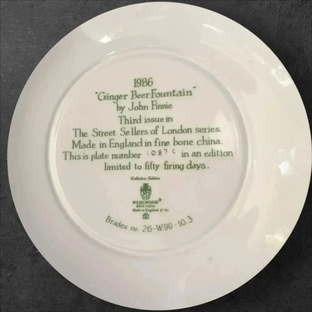 Wedgwood Collectors Plate Vintage 1986 Ginger Beer Fountain John Finnie 8.5